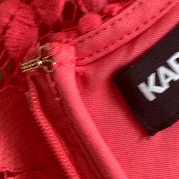 Karl Lagerfeld Dress 12 Women's Pink Short Sleeve Lined Cut Out Floral Back Zip - Picture 9 of 13